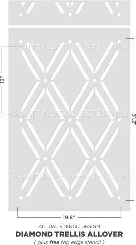 Vista 3 de Plantilla de pared de enrejado de diamantes, plantillas grandes para pintar paredes, prueba plantillas en lugar de papel tapiz, plantillas modernas