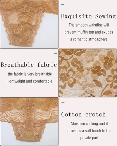 Vista 5 de Xlndsoea Bragas retro de cintura alta para mujer, sin costuras, ropa interior de algodón de encaje de talla grande