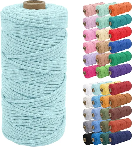 Vista 26 de JeogYong Cuerda de macramé de 0.157 in x 109 yardas, cuerda trenzada de algodón natural, cuerda de macramé para bolsas de ganchillo, colgar