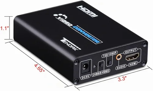 Vista 5 de Tendak MINI AV 3RCA conversor de audio CVBS a HDMI para PAL/NTSC con cargador para PS3, TV VHS VCR, DVD.