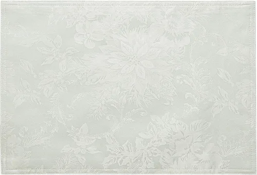 Vista 2 de Poinsettia Elegance – Juego de 4 manteles individuales de jacquard, colección navideña