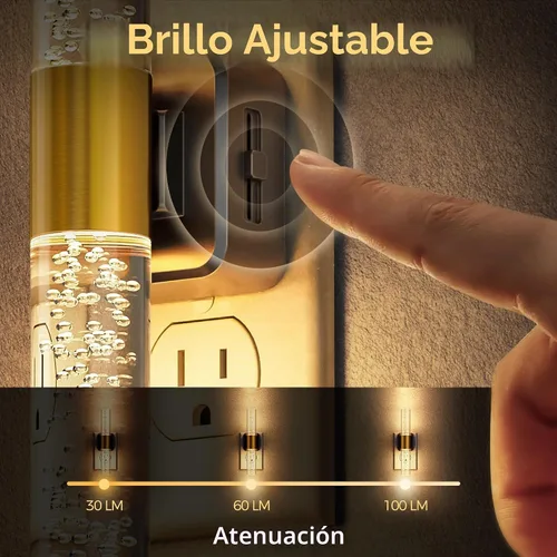 Vista 2 de DORESshop Luz nocturna LED, luces nocturnas giratorias enchufables a la pared, sensor de luz nocturna regulable automático, luz suave de 3000 K, luz