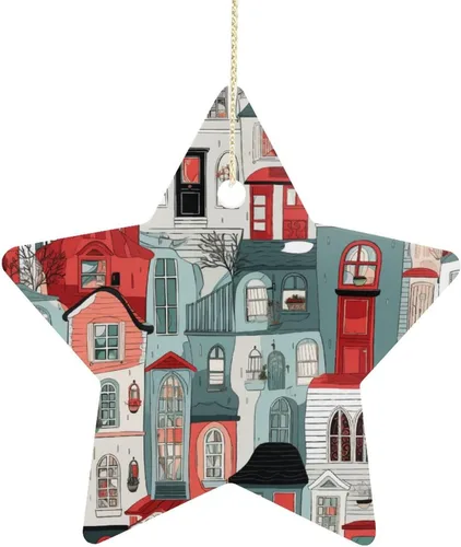 Vista 12 de Adorno de vacas en gafas de sol de porcelana de doble cara de 3 pulgadas, casa de campo, árbol de Navidad, accesorios para colgar, adorno de regalo