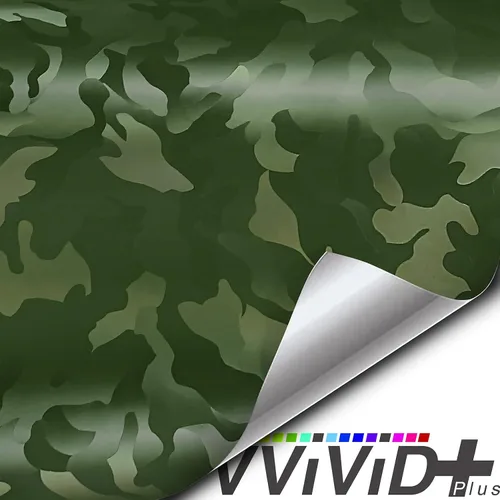 Vista 6 de VViViD+ - Rollo de vinilo con patrón de camuflaje medio (1 x 5 pies, verde militar)