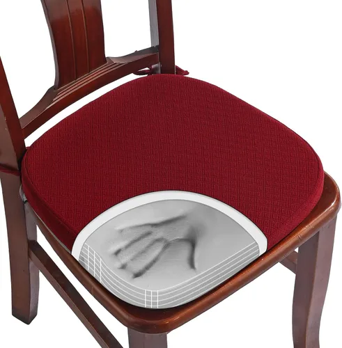 Vista 20 de BUYUE Cojín de Lujo de Espuma Viscoelástica 100% Pura para Silla 1 Paquete, Jacquard 16" Forma de U Cómodo Cojín para Silla de Comedor, Cojín