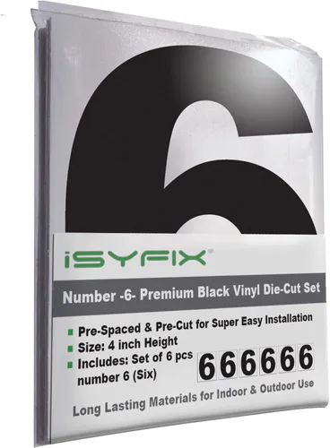 Vista 30 de iSYFIX Calcomanías de vinilo negro con el número 7 (siete), paquete de 6 calcomanías autoadhesivas de 7 pulgadas, calcomanías troqueladas y Negro