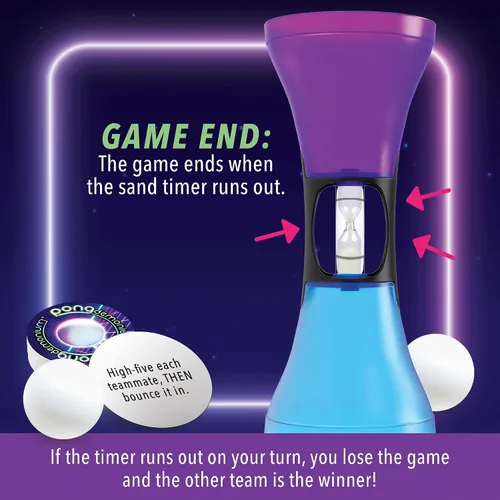 Vista 6 de MindWare Juego de fiesta Pongdemonium – Desafío de acción de ritmo rápido con temporizador, pelota rebotante y 55 cartas – Divertido juego