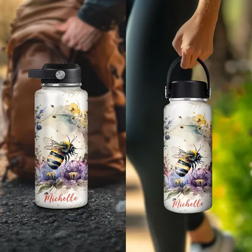 Vista 6 de Hyturtle Botella de agua de acero inoxidable con animales personalizados 19032025 D2 (abeja)