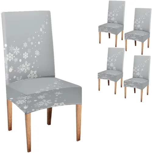 Vista 276 de CAPSCEOLL Christmas Dining Chair Covers,Snowflakes Festive Winter Pattern Stretch Chair Covers for Dining Room Set of 2 Washable Spandex Parson
