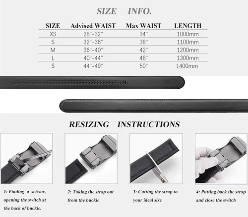 Vista 7 de Ratchet Belt for Men, Mens BeltGenuine Leather Belt with Automatic Slide Buckle