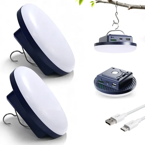 Vista 9 de Linterna LED recargable para campamento, 5000 mAh, 2000 lúmenes, 20 W, luz de campamento portátil, lámpara colgante magnética con carga rápida, 4