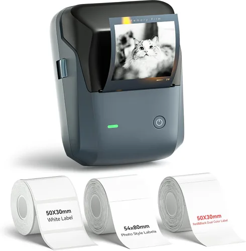 Vista 11 de NIIMBOT B1 Pro - Máquina de etiquetas con 1 rollo de etiqueta, impresora térmica Bluetooth HD de 300 DPI para oficina en casa, organización