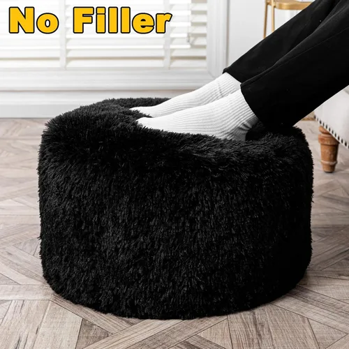 Vista 2 de Asuprui Puf otomano para el suelo, reposapiés otomano, sin relleno, 20 x 20 x 12 pulgadas, asiento redondo, puf, silla plegable, almacenamiento