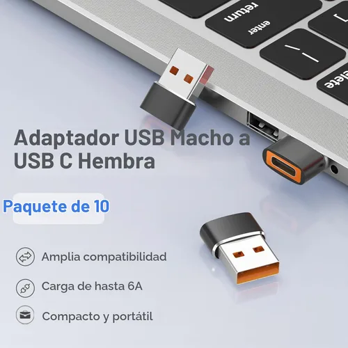 Vista 2 de Paquete de 10 adaptadores USB a USB C, adaptador USB C hembra a USB macho, carga rápida y transferencia de datos para iPhone 17 16 15 Plus Pro Max