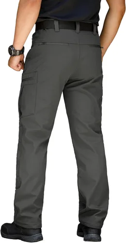 Vista 3 de NAVEKULL Pantalones de esquí de nieve para hombre, con forro polar softshell impermeable, tácticos, pantalones cargo para senderismo, snowboard