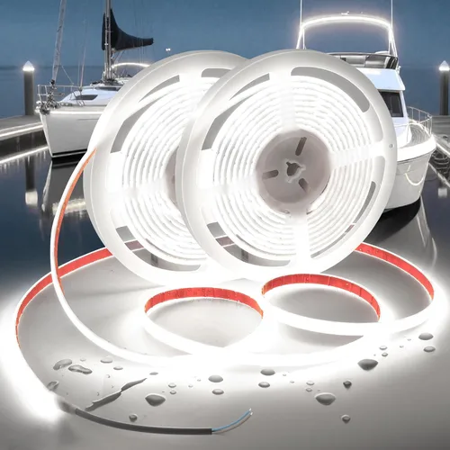 Vista 8 de Tiras de Luces LED COB Luz Azul, 12V 32.8 pies IP67 Impermeable Alto CRI 95Ra+ Súper Brillante, Luces Flexibles para Barco para Pesca Nocturna