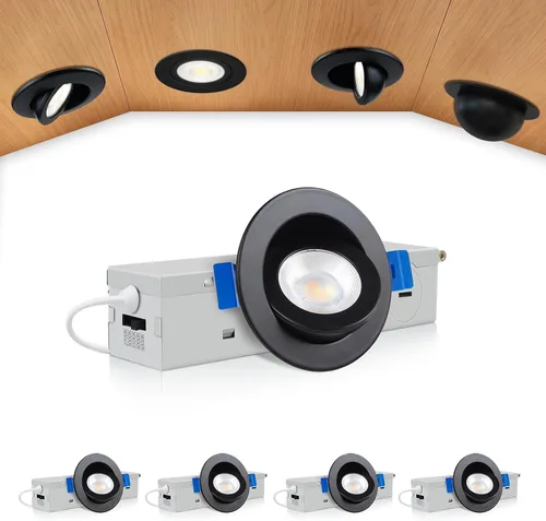 Vista 33 de zouzai Mini luz LED de cardán ajustable de 2 pulgadas, 5CCT seleccionable, rotación de 360° e inclinación de 90° para iluminación precisa Blanco