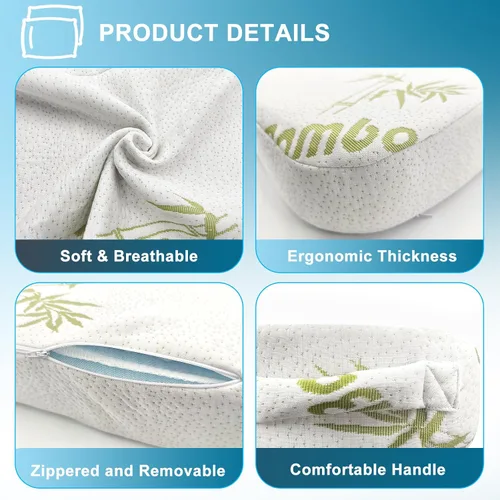 Vista 4 de Almohada de rodilla refrescante para dormir de lado, almohada de piernas 100% relleno de espuma viscoelástica para dormir de lado, almohada