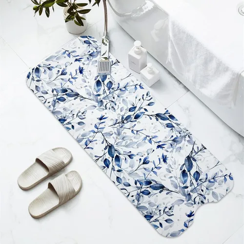 Vista 2 de Alfombra antideslizante de 40 x 16 pulgadas, extra larga, tapete de baño para bañera, tapete decorativo para bañera con orificios de drenaje