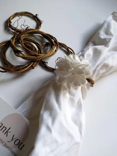 Vista 7 de Rustic Napkin Rings for Wedding Table Settings, Country Bridal Shower, Barn Reception and Party 5pcs