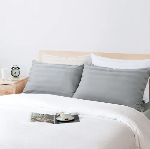 Vista 57 de Juego de 2 protectores de almohada estándar, 100% algodón egipcio con cremallera, 400 hilos, tejido satinado, algodón, color beige, fundas