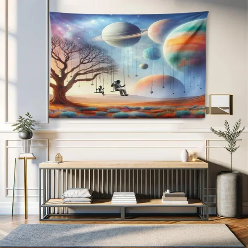 Vista 176 de Ambesonne Tapiz bohemio, diseño floral de bruja, luna y mariposa con adornos de mandala, decoración de tela para colgar en la pared para dormitorio