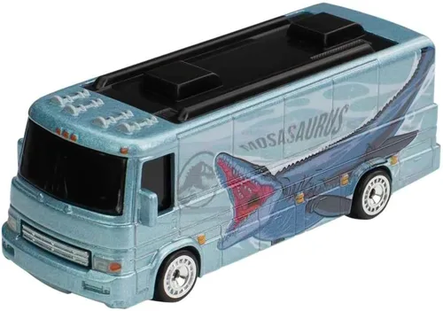 Vista 3 de Hot Wheels Vehículo a escala de autobús turístico para niños de 3 años en adelante y coleccionistas de autos de juguete clásicos, con nuevos