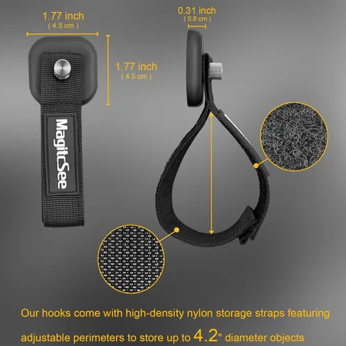 Vista 2 de Paquete de 2 correas de gancho magnético resistentes para cables de extensión, potentes ganchos de almacenamiento Cruise Garage para colgar cables