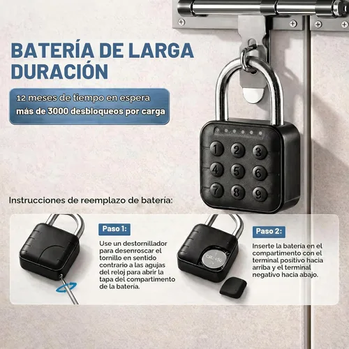 Vista 5 de Candado de combinación: cerradura de combinación con código de 6 dígitos, candado digital con entrada sin llave, cerradura de aleación de zinc
