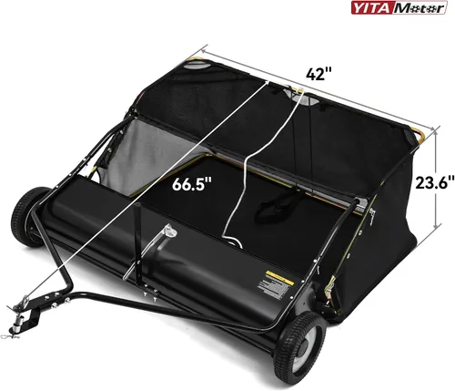 Vista 3 de YITAMOTOR Barredora de césped de remolque de 42 pulgadas, colector de hojas