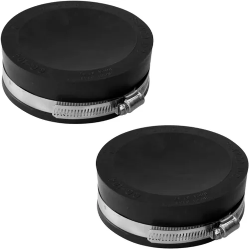 Fernco QC-104 - Tapón flexible de PVC de 4 pulgadas con abrazaderas de acero inoxidable, color negro