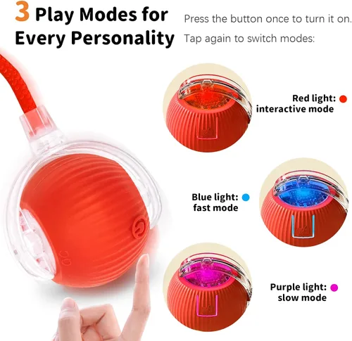 Vista 5 de Juguetes Interactivos para Gatos de Interior Pelota Automática Inteligente que Rueda para Gatitos Aburridos Mascota Mejorada de Movimiento Rápido