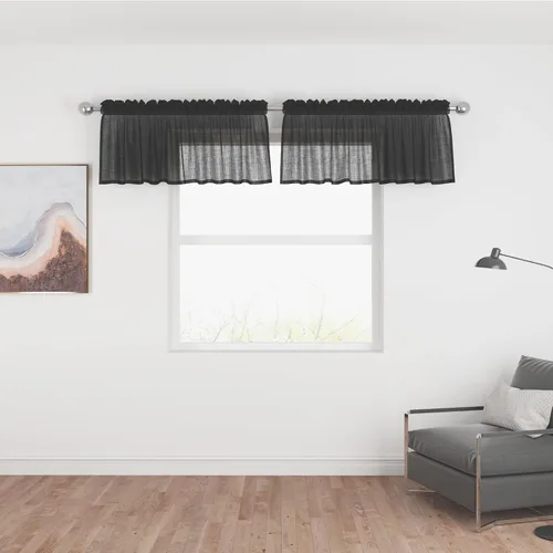 Vista 74 de UPOPO Paneles de Cortina Beige Pequeños Cortinas Transparentes de Gasa de 16 Pulgadas de Largo Cortinas de Cocina de Voile con Textura de Lino