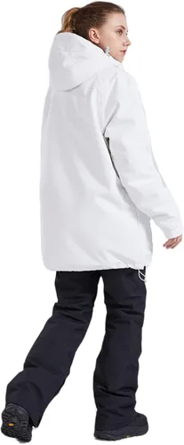 Vista 3 de Chaqueta anorak de esquí para mujer, impermeable, resistente al viento, cálido, para snowboard, abrigo de invierno con capucha