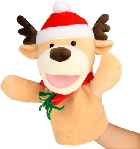 Vista 8 de Hopearl Marioneta de mano de pájaro de peluche con boca abierta y movible para juego imaginativo, juego de rol, juguete interactivo para contar