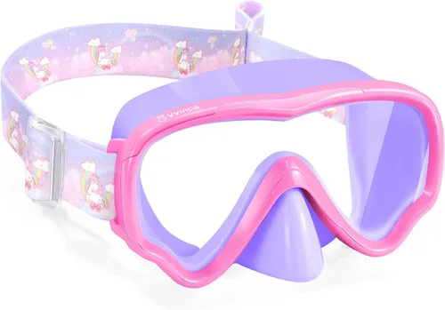 Vista 25 de Vvinca Kids-Goggles with Nose Cover, Diving Mask Elastic Fabric Strap Anti Fog Anti Shattered Lens for Kids Swim Goggles 3-14