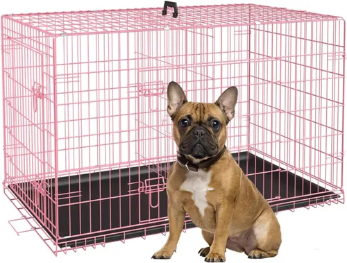Vista 17 de Jaula para perros pequeños de 24 pulgadas, jaulas resistentes para perros pequeños, jaula plegable de alambre de metal con bandejas extraíbles