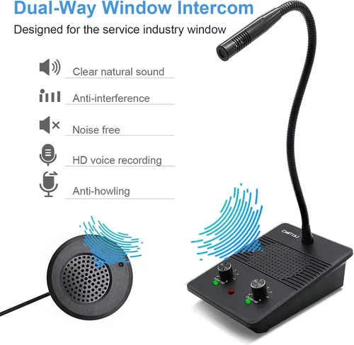 Vista 3 de CallToU Sistema de Intercomunicador con Altavoz de Ventana, Micrófono de Intercomunicación de Dos Vías Antiinterferencia para Hablar a Través