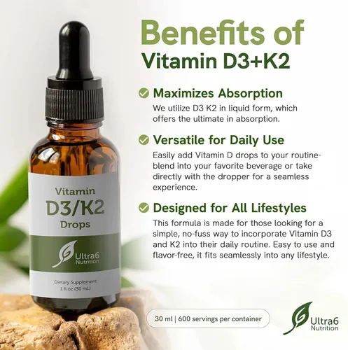 Vista 2 de Gotas de vitamina D3 con K2 para una mejor absorción, gotas de vitamina D para adultos y niños