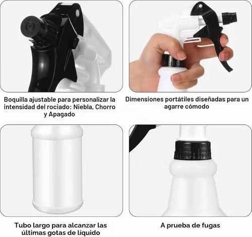 Vista 3 de Rtteri 24 botellas de plástico de 16 onzas para soluciones de limpieza, botellas de pulverización a granel vacías y reutilizables a prueba de fugas