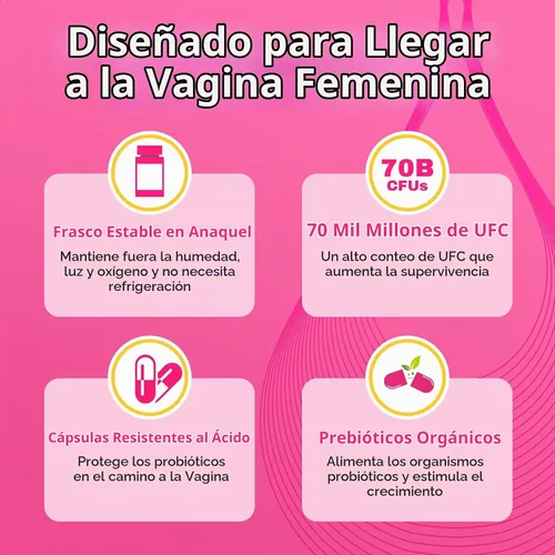 Vista 4 de 70 mil millones de UFC probióticos vaginales, equilibrio de pH