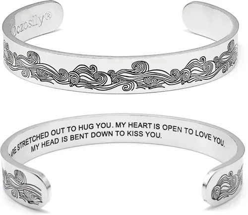 Vista 200 de Pulseras inspiradoras para mujer, joyería de acero inoxidable, con refranes, pulsera motivacional con mensaje oculto, pulseras grabadas para mejor