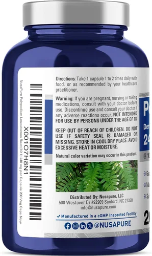 Vista 2 de NusaPure Extracto de Polypodium Leucotomos 2400mg 200 cápsulas vegetales (vegetariano, sin OMG, sin gluten)
