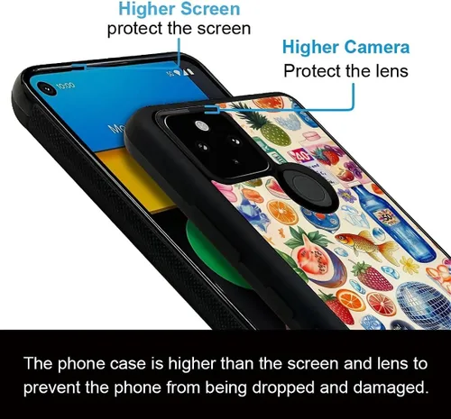 Vista 953 de Compatible con Google Pixel 4A 5G Mobile Case Creative Acrylic Panel trasero Silicona Protección Grip especialmente diseñado para Google Pixel 4A 5G