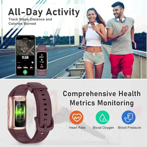 Vista 5 de Rastreador de actividad física con frecuencia cardíaca 24/7, oxígeno en sangre, rastreador de sueño, reloj de fitness impermeable de 1.47 pulgadas