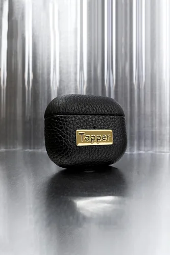 Vista 3 de Tapper Funda de cuero negro / chapado en oro de 18 quilates para AirPods (3ª generación)