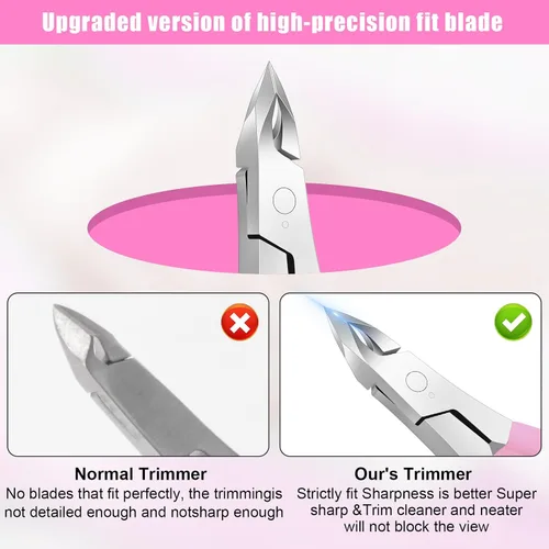 Vista 7 de Diesisa Cortadora de cutículas, extremadamente afilada, cortacutículas para uñas con mango de silicona, antideslizante, cortador profesional