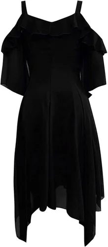 Vista 4 de Vestido renacentista para mujer, vestido gótico de Halloween, vestido retro de Halloween, disfraz medieval, vestido de encaje con hombros