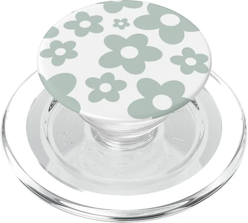 Vista 8 de Margarita Flor Minimalista Salvia Verde Pastel Margaritas PopSockets Intercambiables PopGrip