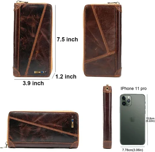 Vista 6 de SMART LB Monedero largo de cuero Bluetooth antipérdida con alarma, registro de posición (a través del teléfono GPS), funda plegable para múltiples